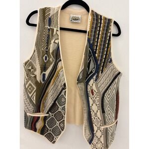 Women's Aklanda Australia Merino Wool Patchwork Knit Vest Size Medium Cottage